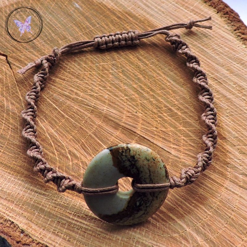 Picture Jasper Donut Macrame Bracelet